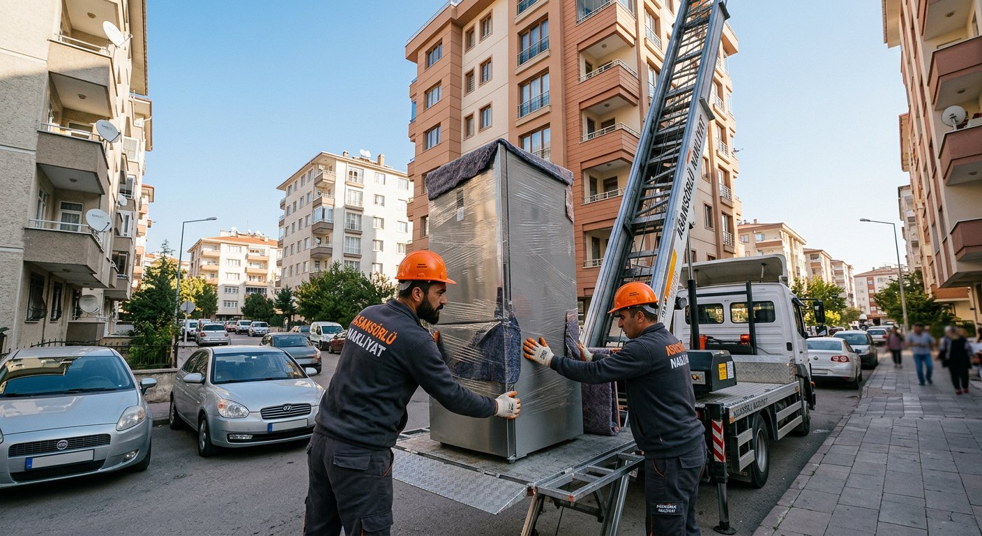 Apartman onunde mobilya kaldirma operasyonu