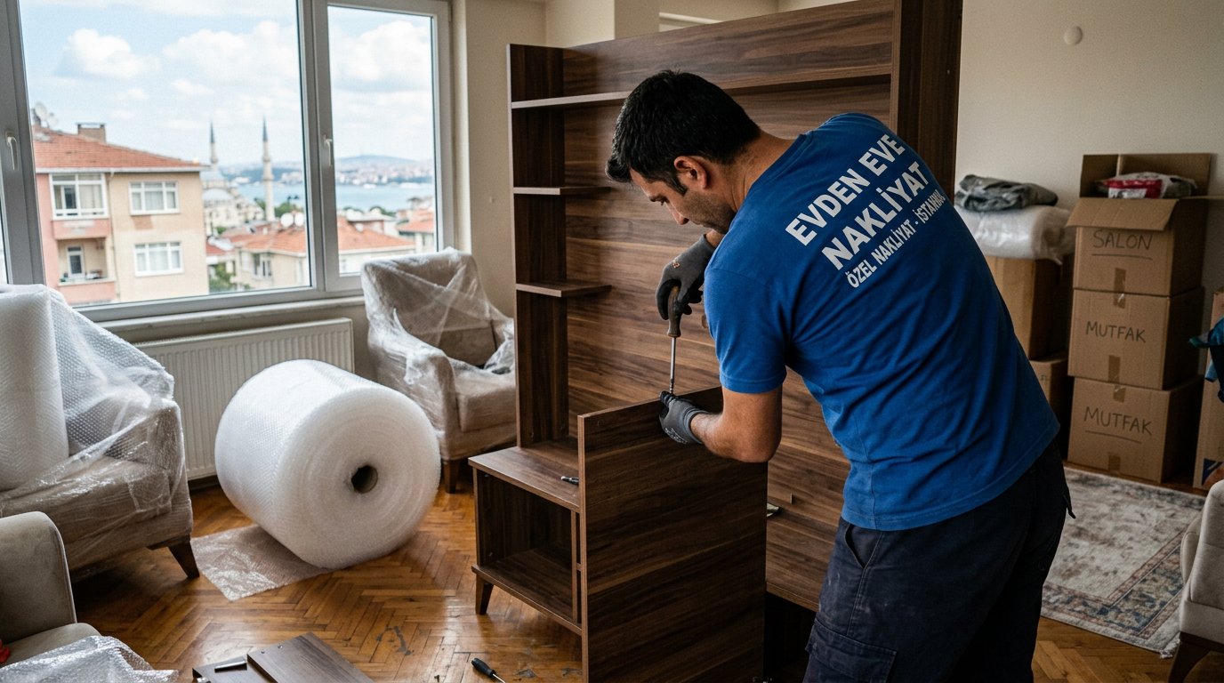 Balonlu naylonla dolap kenarlarini sarma