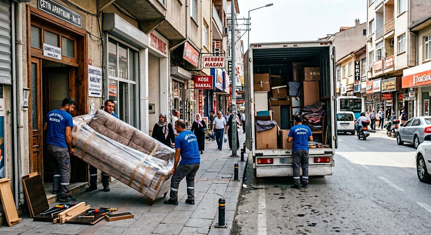 Bina kapısından büyük kanepe çıkarma