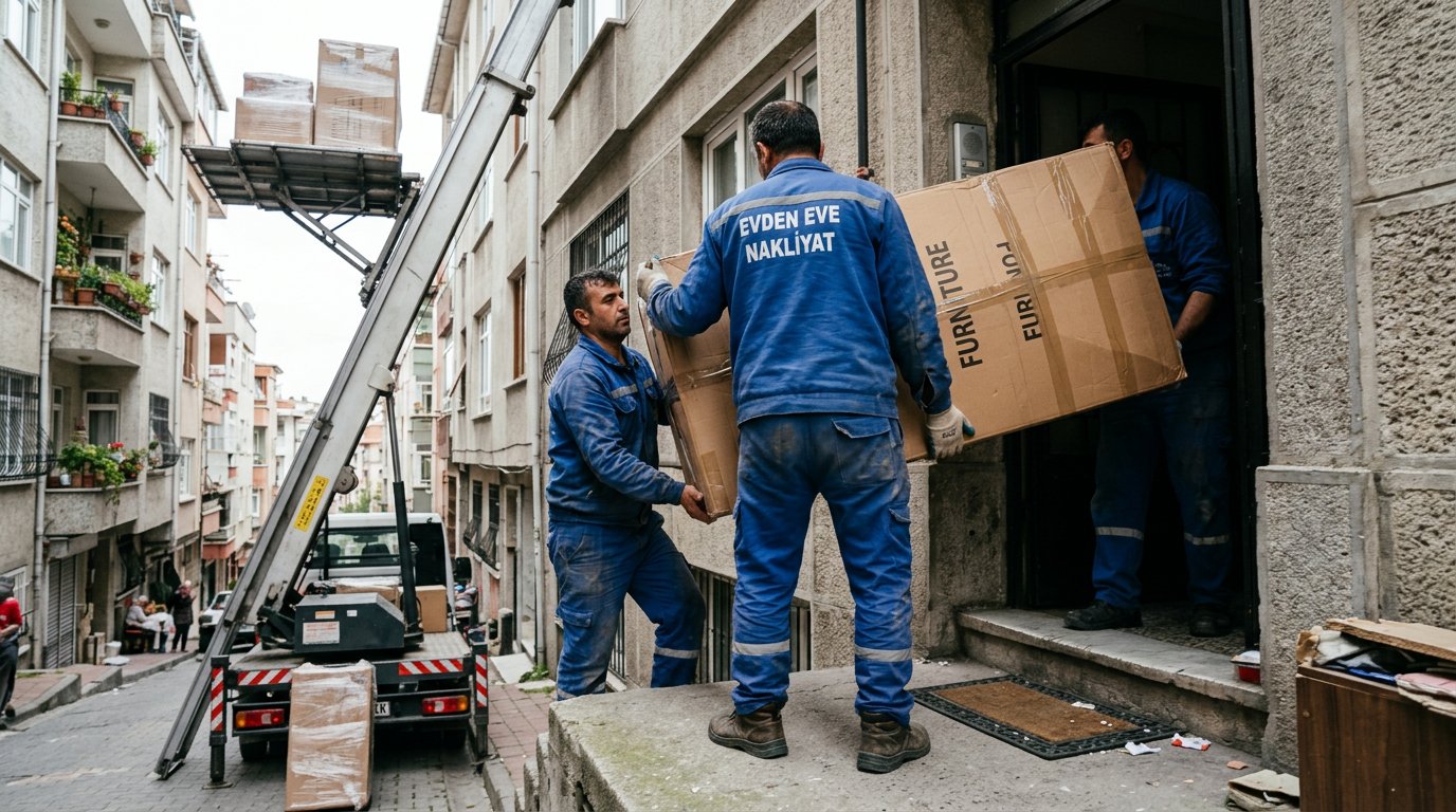 Karton kutunun apartman girişine taşınması