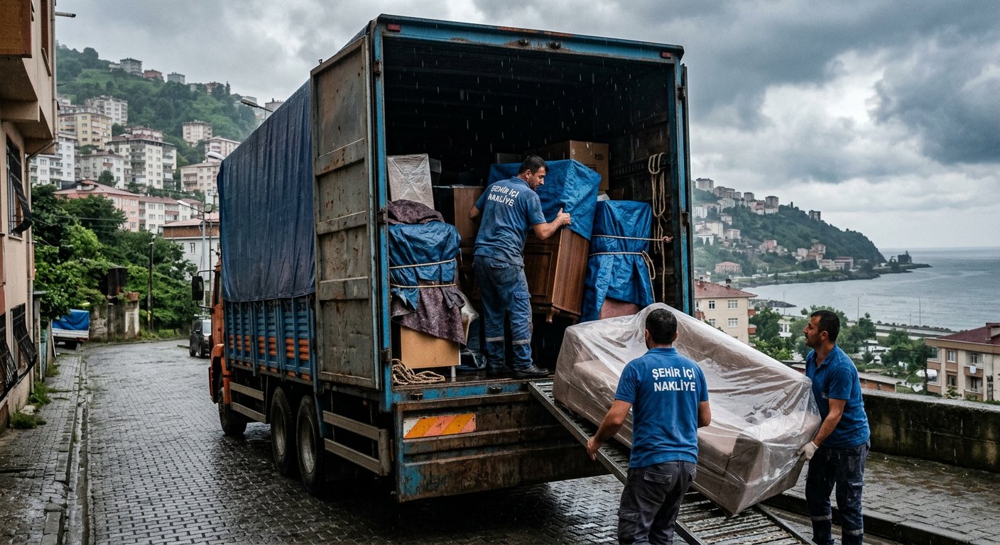Marmaraereğlisi sahil yolunda nakliye aracı