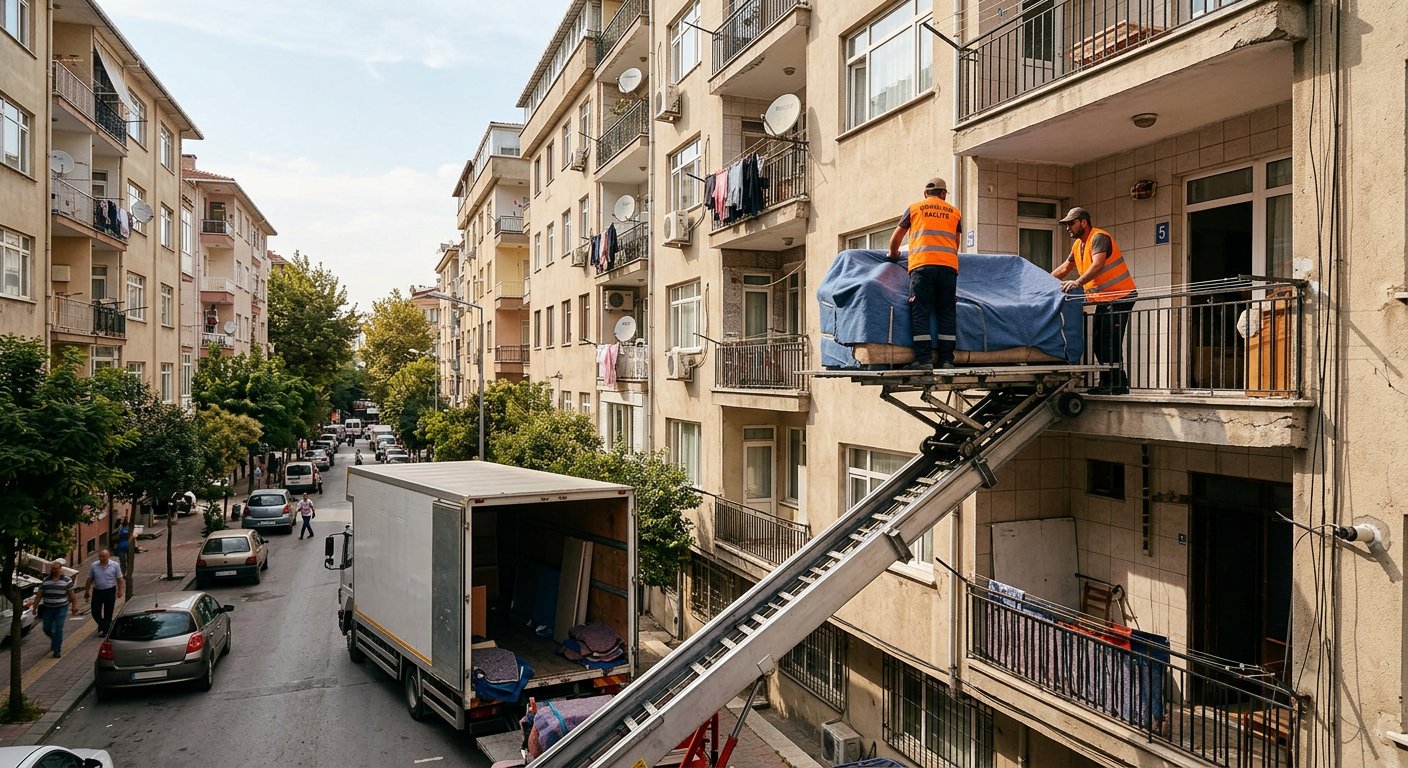 Yuksek kat esyalari icin mobil asansor kurulumu